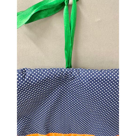 Vintage Halloween orange with polka dots Jack-o'-lantern quilted wall hanging - Picture 7 of 16